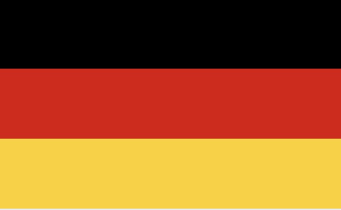 The German flag balck, red and yellow horizontal bands of equal height.
