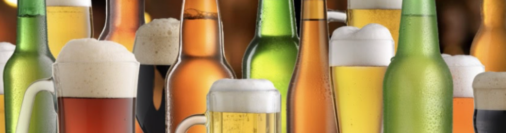 Banner line of beer bottles